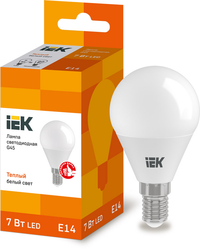 Лампа світлодіодна IEK (4606056442472) 7Вт, E14, 3000K